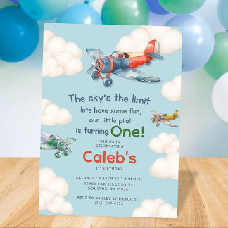 Little Pilot's First Birthday Kaart