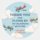 Little Pilot's First Birthday Ronde Sticker (Voorkant)