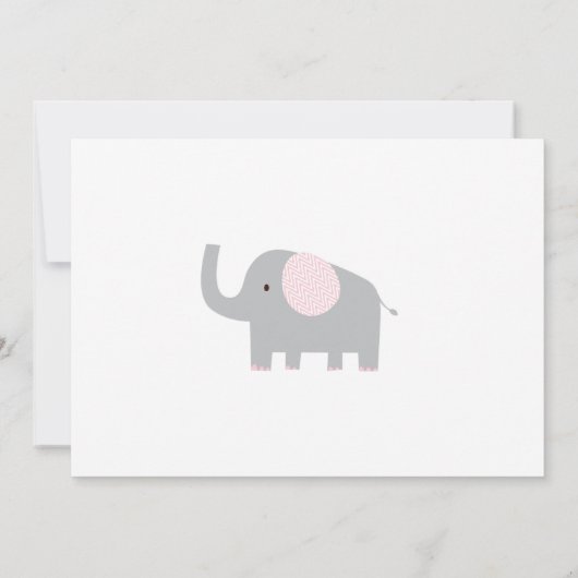 Little Pink and Grey Elephant Verjaardag Uitnodigi Kaart (Achterkant)
