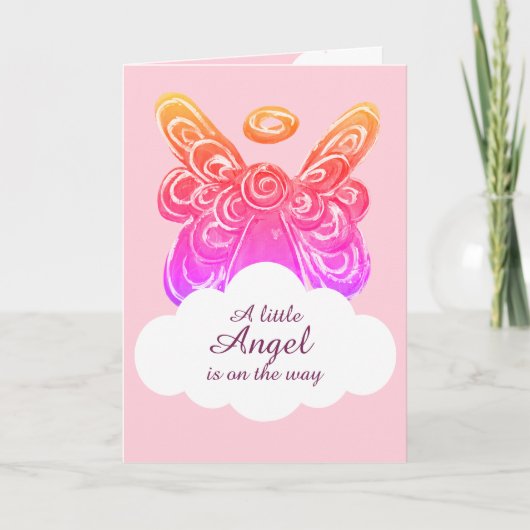 Little Pink Angel on Way Baby shower Card (Voorkant)