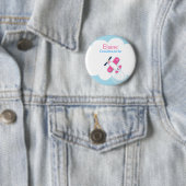 Little Pink Aviator NAME TAG Personalized Button (In situ)