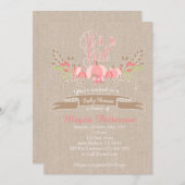 Little Pink Baby shower Invitation Burlap Kaart (Voorkant / Achterkant)