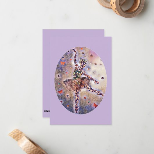 Little Pink Ballerina Cute Original Dance Art Notitiekaartje (Voorkant / Achterkant in situ)