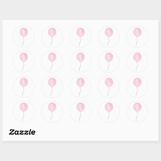 Little Pink Balloon Verjaardagsnummer Stickers (Vel)