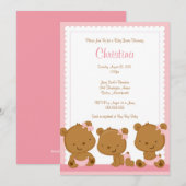 Little Pink Beren GIrl Baby shower Invitation Kaart (Voorkant / Achterkant)