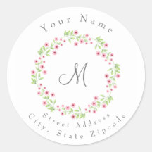 Little Pink Blossom WreatAddress Label