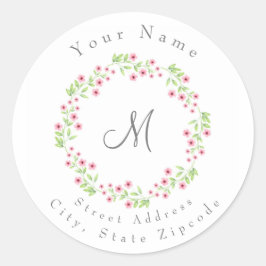 Little Pink Blossom WreatAddress Label
