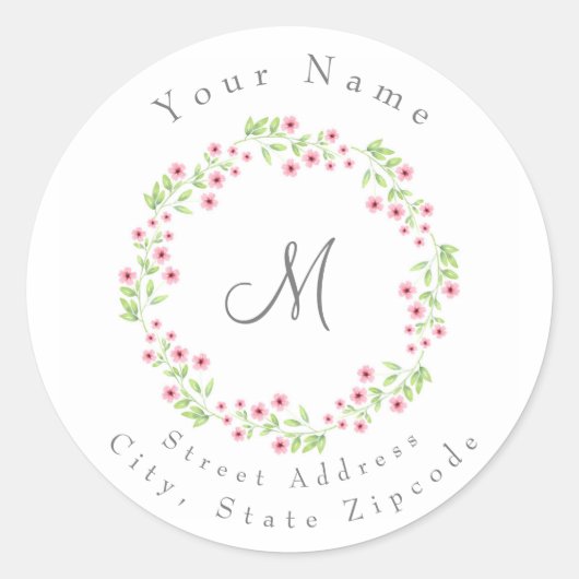 Little Pink Blossom WreatAddress Label (Voorkant)