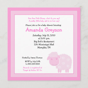 Little Pink Boerderij 5x5 Baby shower Invitation Kaart