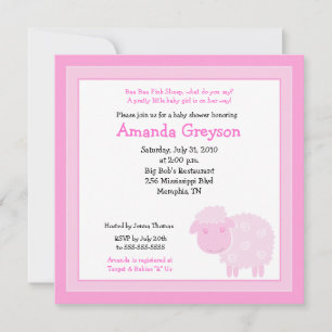 Little Pink Boerderij 5x5 Baby shower Invitation Kaart