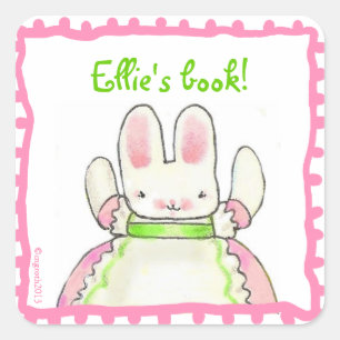 Little Pink Bunny boekenplaat Vierkante Sticker