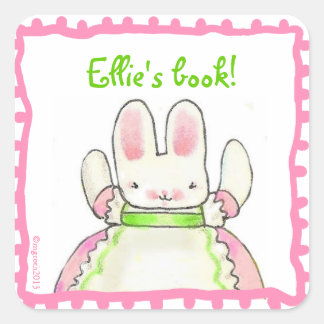 Little Pink Bunny boekenplaat Vierkante Sticker