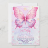 Little Pink Butterfly - Girls' Birthday Kaart (Voorkant)