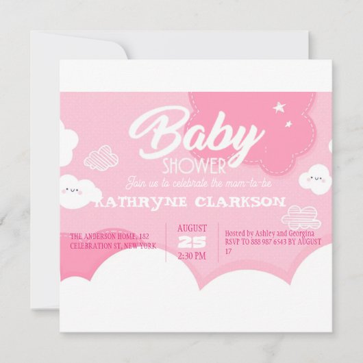 Little Pink Cloud Baby shower Kaart (Voorkant)
