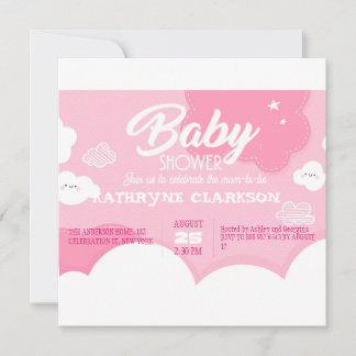 Little Pink Cloud Baby shower Kaart