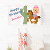 Little Pink Cowgirl Birthday Party Spandoek (Insitu)