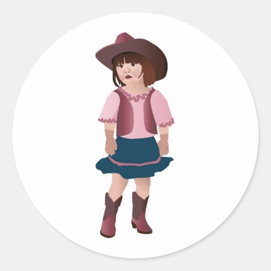 Little Pink Cowgirl Ronde Sticker (Voorkant)