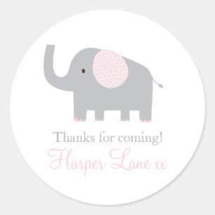 Little Pink en Grey Olifant Sticker Labels
