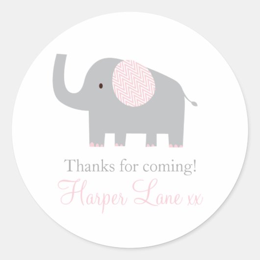 Little Pink en Grey Olifant Sticker Labels (Voorkant)