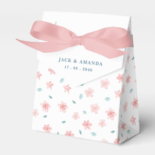 Little Pink Floral Chic Wedding Favoriet Doos Bedankdoosjes (Voorkant Zijde)