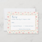 Little Pink Flower Wedding Invitation RSVP-kaarten RSVP Kaartje (Voorkant)