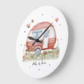Little Pink Glamper Camper with Butterflies Grote Klok (Hoek)