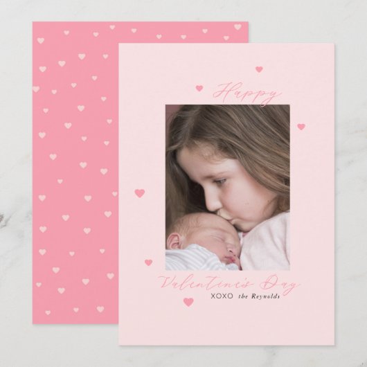 Little Pink Hearts Valentijnsdag Photo Card (Voorkant / Achterkant)