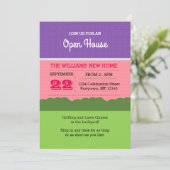 Little Pink House Fun open huis uitnodiging (Staand voorkant)