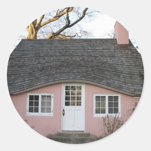 Little Pink House Ronde Sticker (Voorkant)