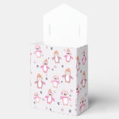Little Pink Penguin Winter Baby shower Favor Box Bedankdoosjes (Geopend)