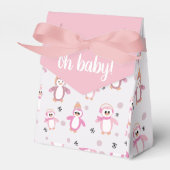 Little Pink Penguin Winter Baby shower Favor Box Bedankdoosjes (Voorkant Zijde)