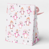 Little Pink Penguin Winter Baby shower Favor Box Bedankdoosjes (Achterkant)