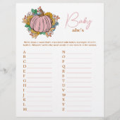 Little Pink Pumpkin ABCs Baby shower Party Game Flyer (Voorkant)
