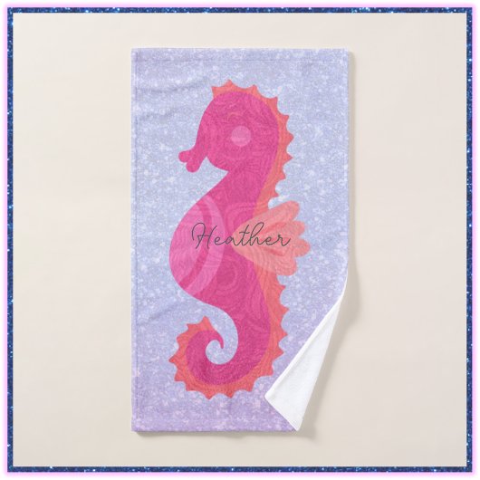  Little Pink Seahorse Bad Handdoek
