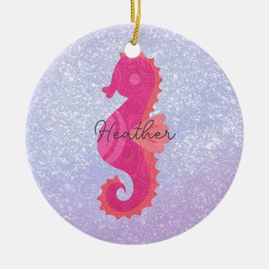  Little Pink Seahorse Keramisch Ornament (Voorkant)