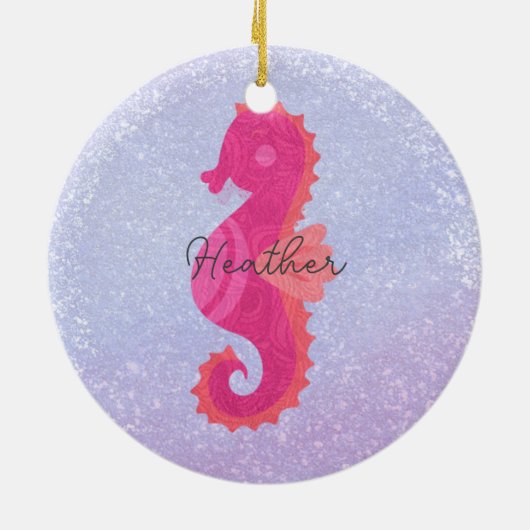  Little Pink Seahorse Keramisch Ornament (Achterkant)