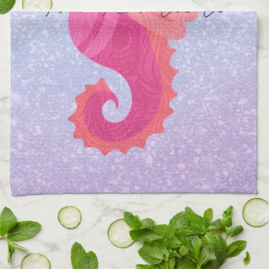  Little Pink Seahorse Theedoek (Gevouwen)