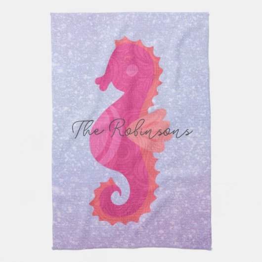 Little Pink Seahorse Theedoek (Verticaal)
