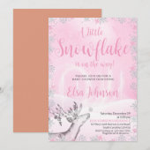 Little Pink Snowflake Meisje Baby shower Invitatio Kaart (Voorkant / Achterkant)