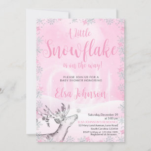 Little Pink Snowflake Meisje Baby shower Invitatio Kaart