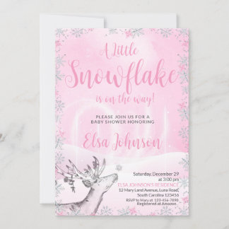 Little Pink Snowflake Meisje Baby shower Invitatio Kaart