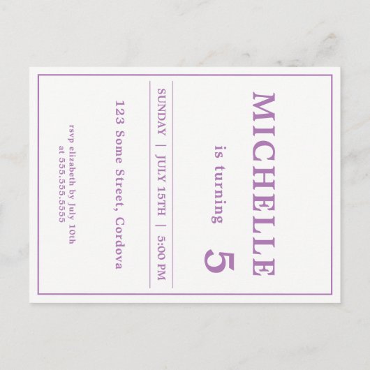 Little Pink Unicorn Birthday Party Invite Uitnodiging Briefkaart (Achterkant)