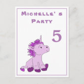 Little Pink Unicorn Birthday Party Invite Uitnodiging Briefkaart (Voorkant)