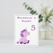 Little Pink Unicorn Birthday Party Invite Uitnodiging Briefkaart (Staand voorkant)