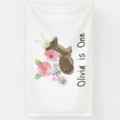 Little Pink Wildflower Woodland 1e verjaardag Spandoek (Verticaal)