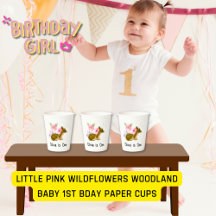 Little Pink Wildflowers Woodland Baby 1st bday