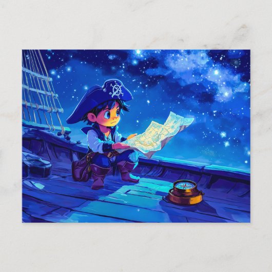 Little Pirate Navigating beroemd gemaakt door Star Briefkaart (Voorkant)