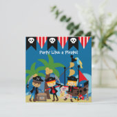 Little Pirates Kinder Pirate Birthday Invitation Kaart (Staand voorkant)