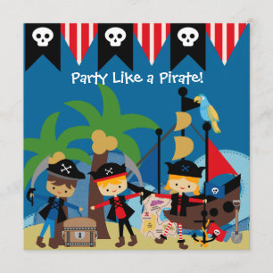 Little Pirates Kinder Pirate Birthday Invitation Kaart