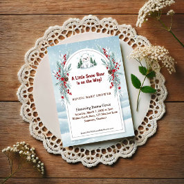 Little Polar Bear Winter Baby Shower Invitation Kaart